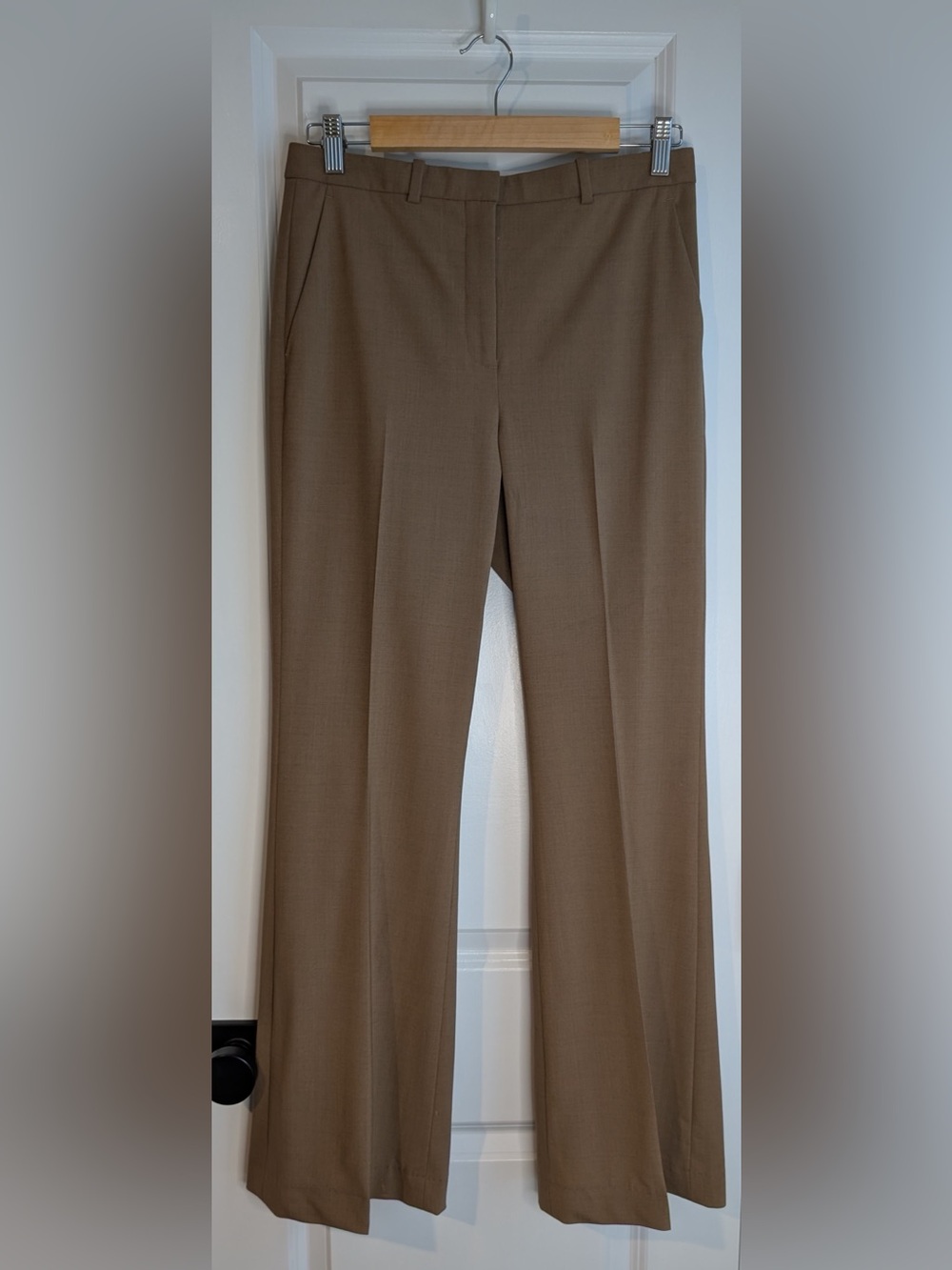 Theory Women's Flat Front Straight Leg Unlined Trousers Tan Size 6